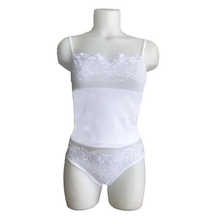 Clear Embroidered String Strap Bikini Set 2112
