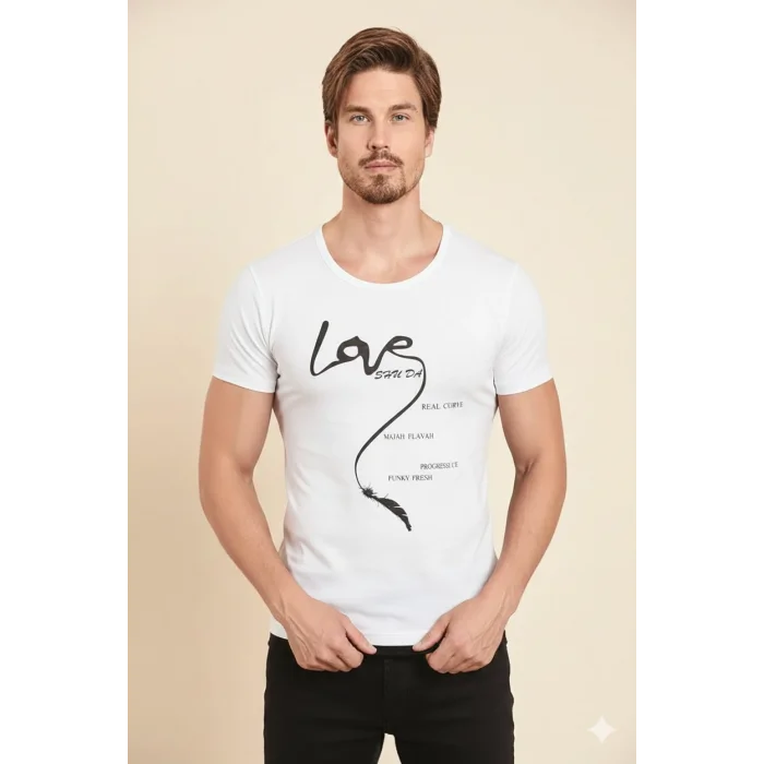 Berrak Erkek Love Baskılı T Shirt 1037