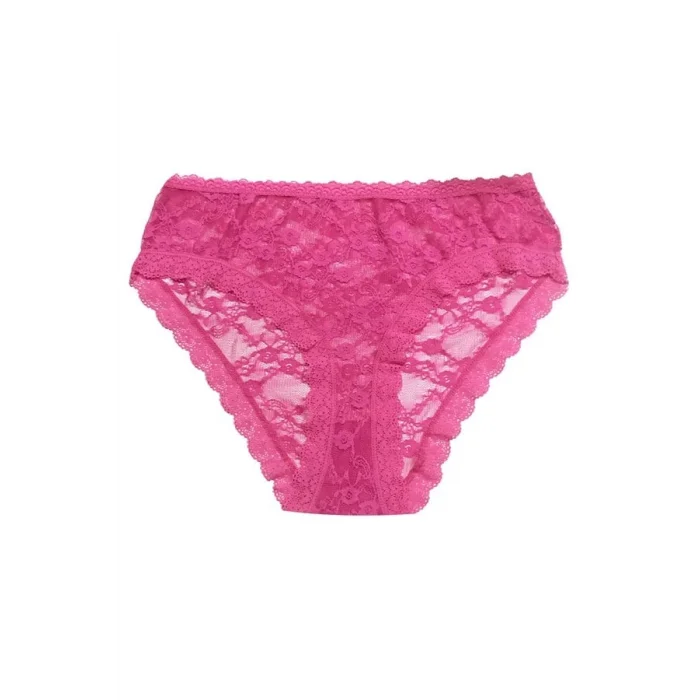 Clear Women Pink Color Lace Trim Bikini Panties 11197