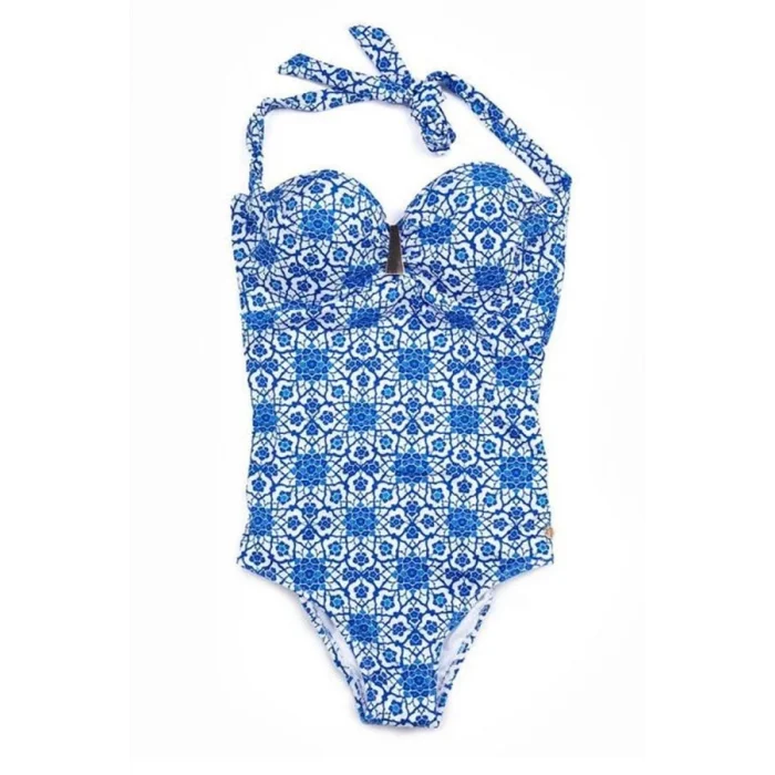 Black Spade Womens Blue Printed Swimsuit 8258