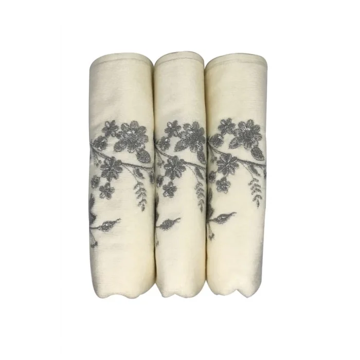 Bulteks Velvet Embroidered Velvet Pattern 1 Towel 30X50