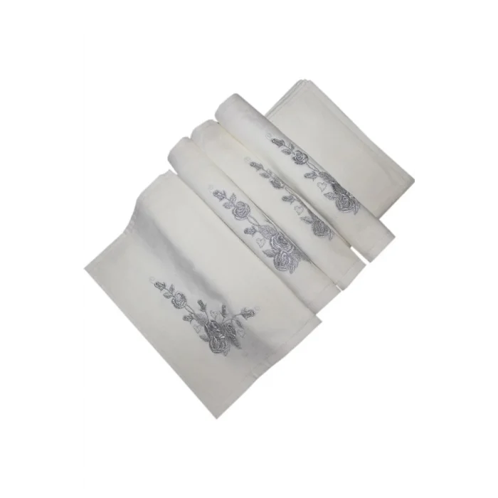 Bulteks Sparkling Embroidered Velvet Beige Hand Towel 30x50 Pattern 5
