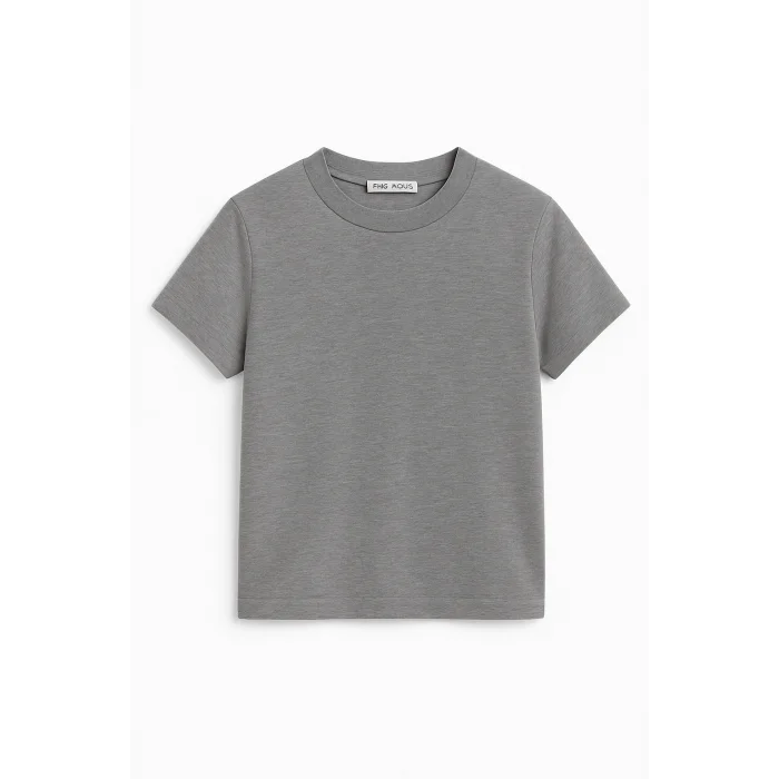 Crop Kısakollu Body Gri Renk
