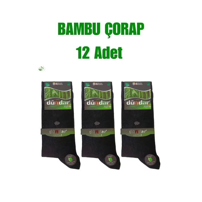 Dündar Erkek Bambu Dikişsiz Çorap 12 Adet