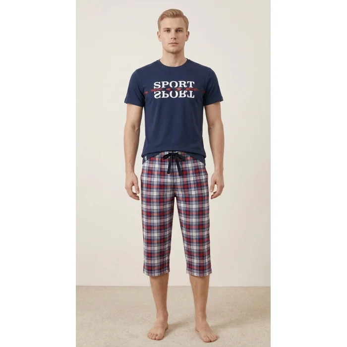 garson boy erkek pijaması takmı kısakol kapri alt poplin kumaş s
