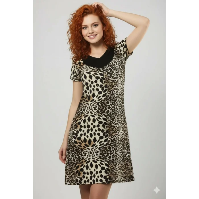 HMD Womens Leopard Printed Dress 70012