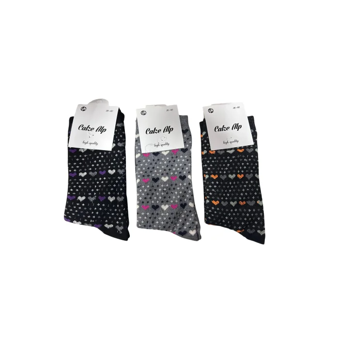 Peace Heart Patterned Lycra Womens Sock Pair