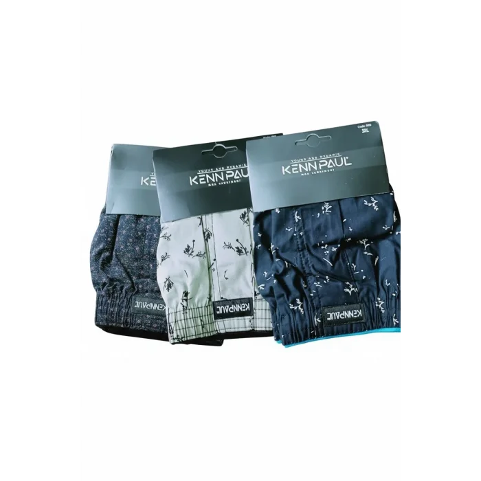 Kenn Paul Desenli Poplin Erkek Boxer Battal Beden 3XL- 6 Adet