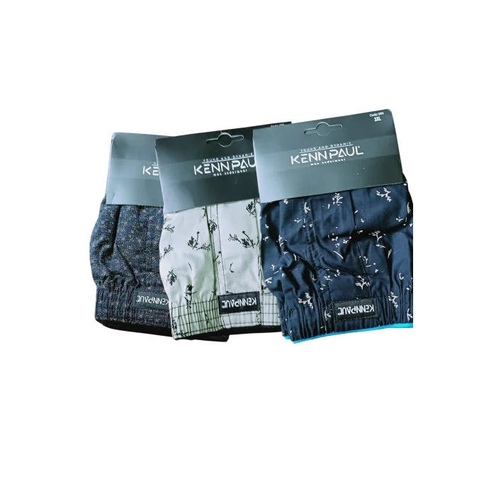 Kenn Paul Desenli Poplin Erkek Boxer Battal Beden 3XL- 6 Adet