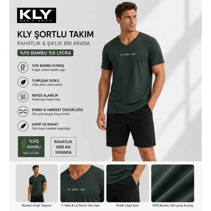 KLY Erkek Bambu Şortlu Pijama Takım 26210