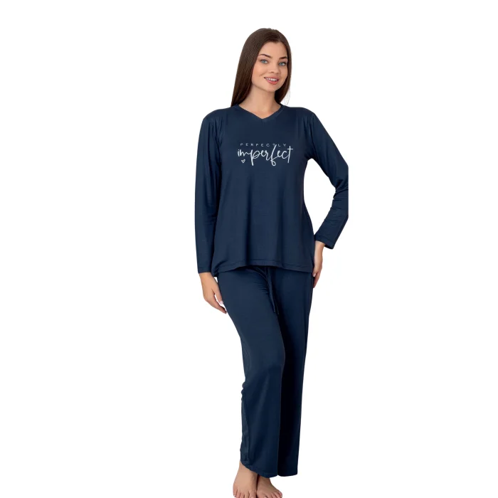26613-limissi v yaka kadın pijama takımı