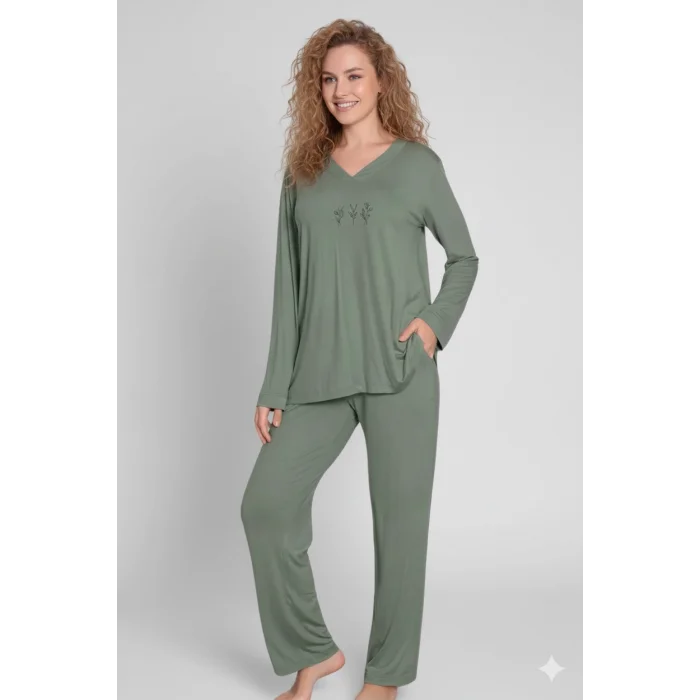 Limissi Viscose Long Sleeve Womens Pajama Set 24642