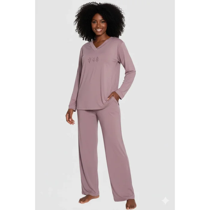 Limissi Viscose Long Sleeve Womens Pajama Set 24642