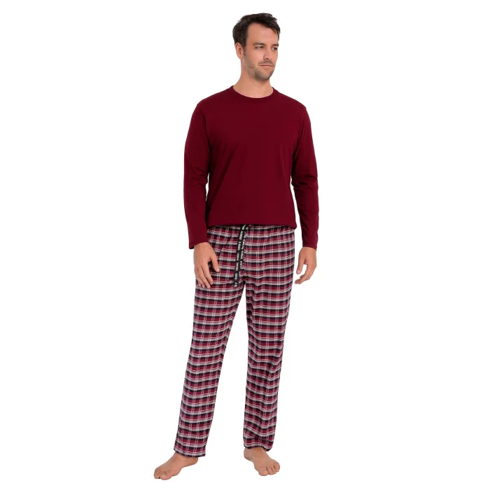 Pijalüx Erkek Kareli Poplin Cepli Alt Pijama