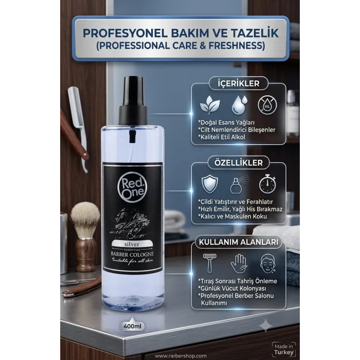 Red One Silver Spray Barber Cologne 400 Ml