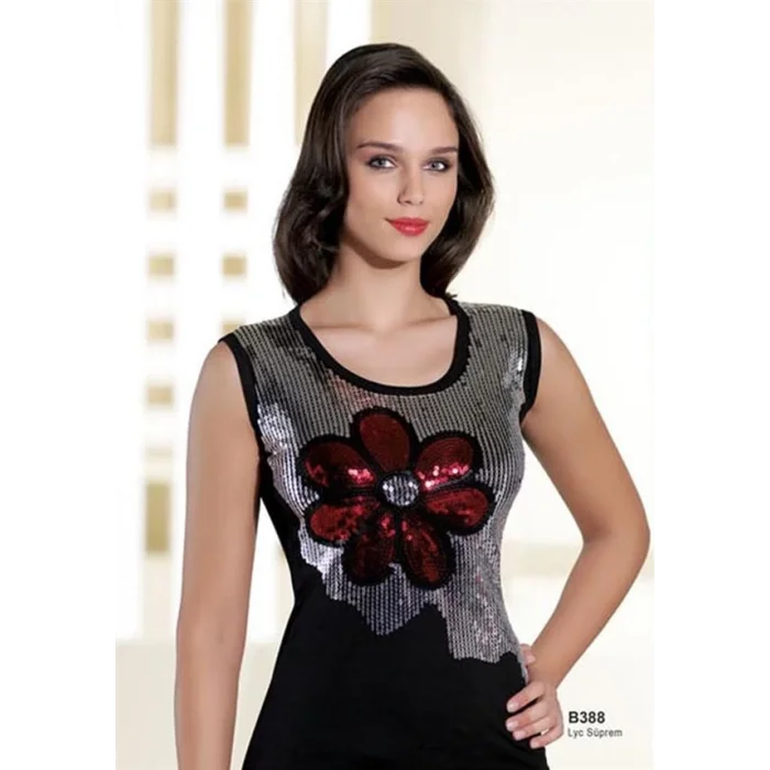Şahinler Womens Glittery Sleeveless Vest B388