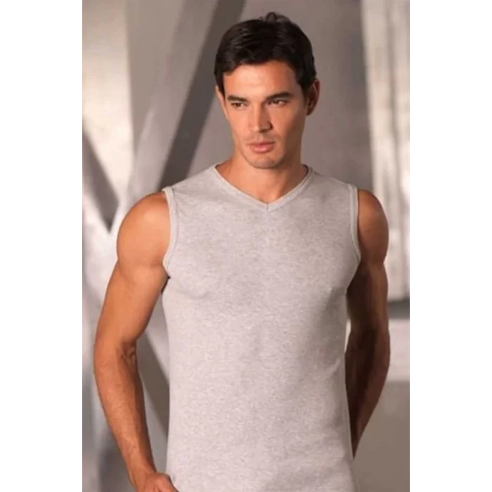 Şahinler Sleeveless V Neck Ribbed Tank Top E032