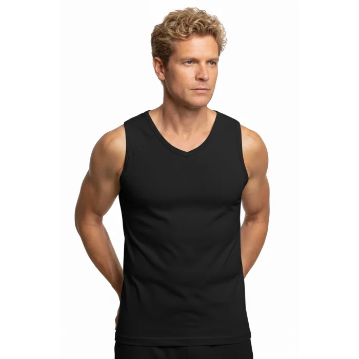 Şahinler Sleeveless V Neck Ribbed Tank Top E032