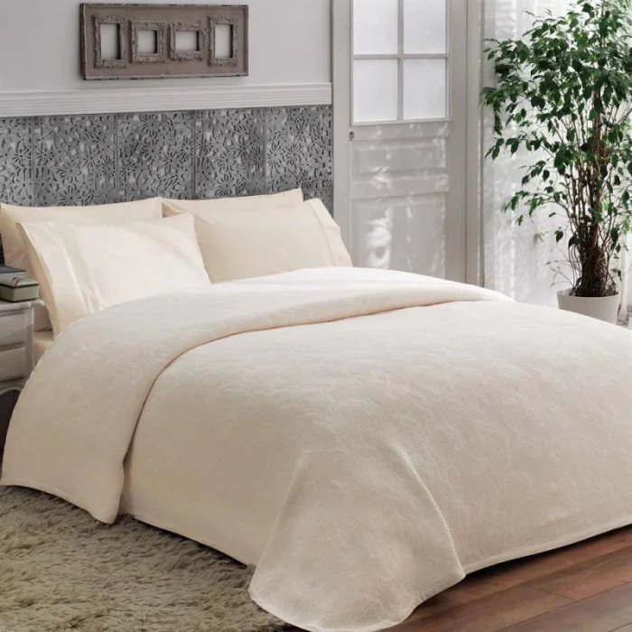 Jacquard Single Bedspread Set Carly cream color