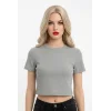Crop Kısakollu Body Gri Renk