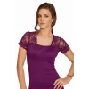 Clear Womens Shoulder Lace Transparent Short Sleeve T-Shirt 2184