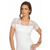 Clear Womens Shoulder Lace Transparent Short Sleeve T-Shirt 2184