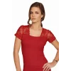 Clear Womens Shoulder Lace Transparent Short Sleeve T-Shirt 2184