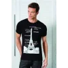 Berrak Kule Baskılı Erkek T-Shirt 1043 Siyah XL