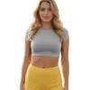 Crop Kısakollu Body Gri Renk