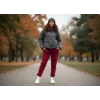 Jogger 3 İplik Şardonlu Cepli Tek Alt Siyah Siyah Bordo
