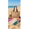 PUPA Kadın Plaj Çantası- Jüt Kumaş Ham Renk Yumuşak Saplı ve Astarlı