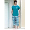 Summer Plaid Patterned Capri Pajama Set 21592