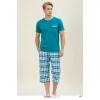 Summer Plaid Patterned Capri Pajama Set 21592