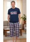 Erkek Ekoseli Kısa Kollu Pijama Takımı 21396