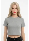 Crop Kısakollu Body Gri Renk