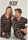 KLY Kadın Kareli Önden Düğmeli Mürdüm Kışlık Pijama 9205