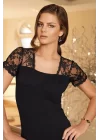 Clear Womens Shoulder Lace Transparent Short Sleeve T-Shirt 2184