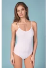 Clear Womens String Strap Snap Fastener Bodysuit 2081