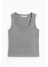 Crop kalın Askılı Body Gri Renk