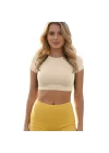 Crop Kısakollu Body Ekru Renk