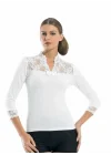 Geniş Dantelli Patlı Uzun Kollu Elestan Bluz 2176