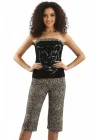 HMD Kadın Leopar Straplez Kapri Takım 50026