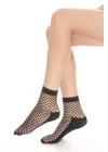 Italian Womens Based Wide Mesh Socket Socks Black