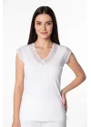 Womens Lace Embellished Half Sleeve Tank Top B636