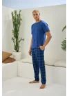 KLY Kısa Kollu Altı Kareli Capucina Rengi Yazlık Erkek Pijama Takımı