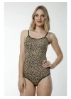 Leopar Desenli Çıtçıtlı Body