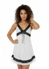 Pınar White Polka Dot Nightgown and Panties Set