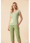 Şahinler Kadın Çizgili Patlı Kaprili Pijama 21173