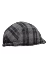 yoncatoptan Winter and Autumn Earless Plaid Gray Cap Hat