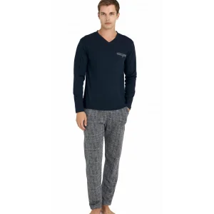 9214-kly v yaka pijama takımı